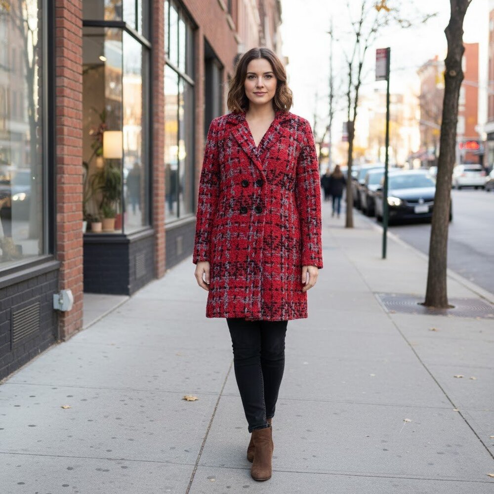 Woven Cotton Blend Vintage Creation NWT Women's Classic Button Closure Coat
